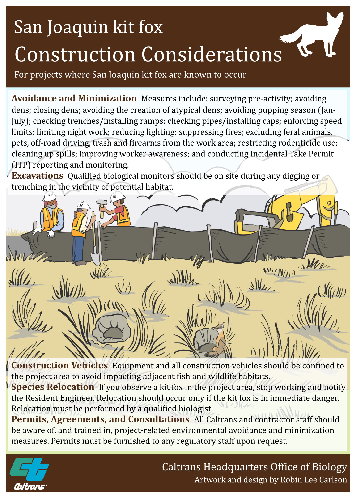 San Joaquin kit fox Construction Considerations poster